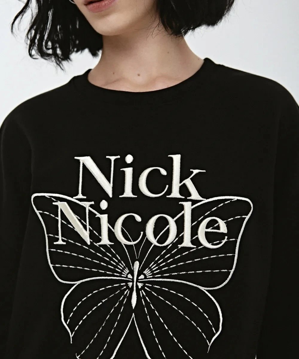 Nick Nicole Butterfly Graphic Sweatshirt Black - 82