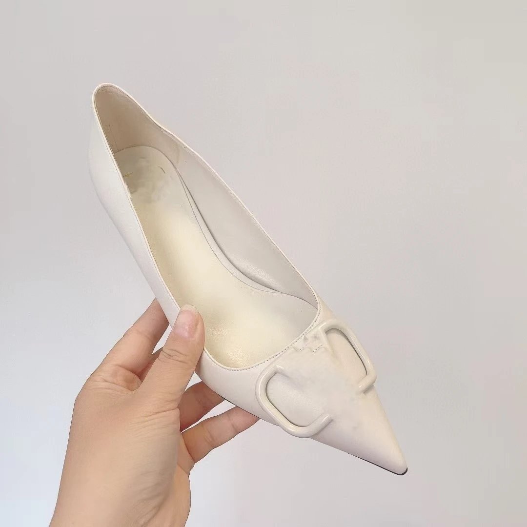 Dior J'Adior Silver Metallic Pointed-Toe Pumps with Crystal Buckle - 32