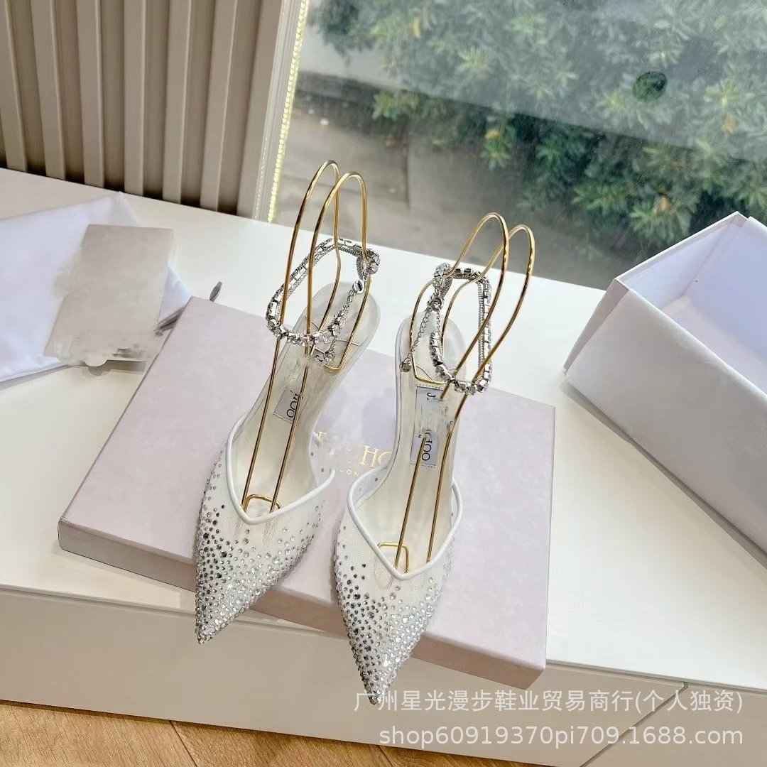 Studded Pointed-Toe Mule Heels in Black, Beige, and White - 14