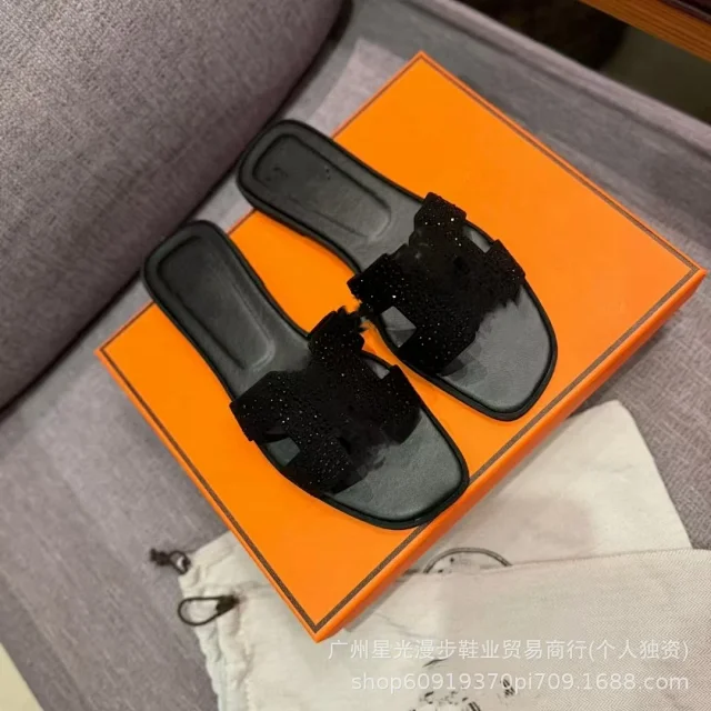 Unbranded Slippers Rhinestone H-Strap Slides product detail image 12