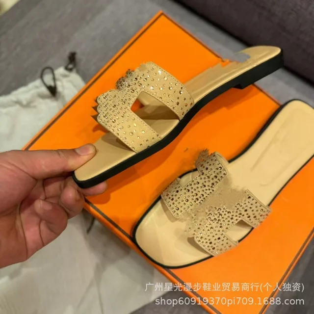 Unbranded Slippers Rhinestone H-Strap Slides product detail image 4