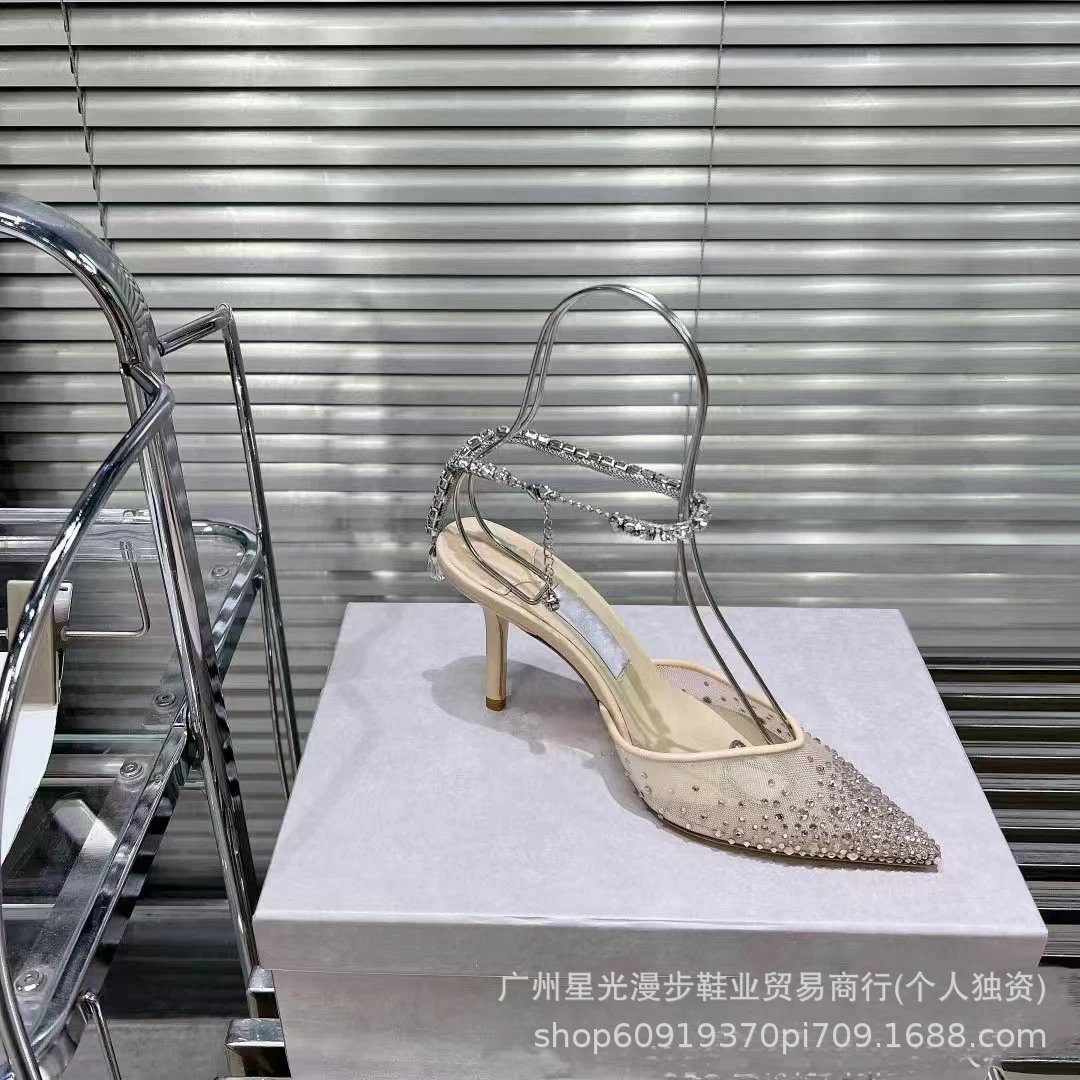 Studded Pointed-Toe Mule Heels in Black, Beige, and White - 6
