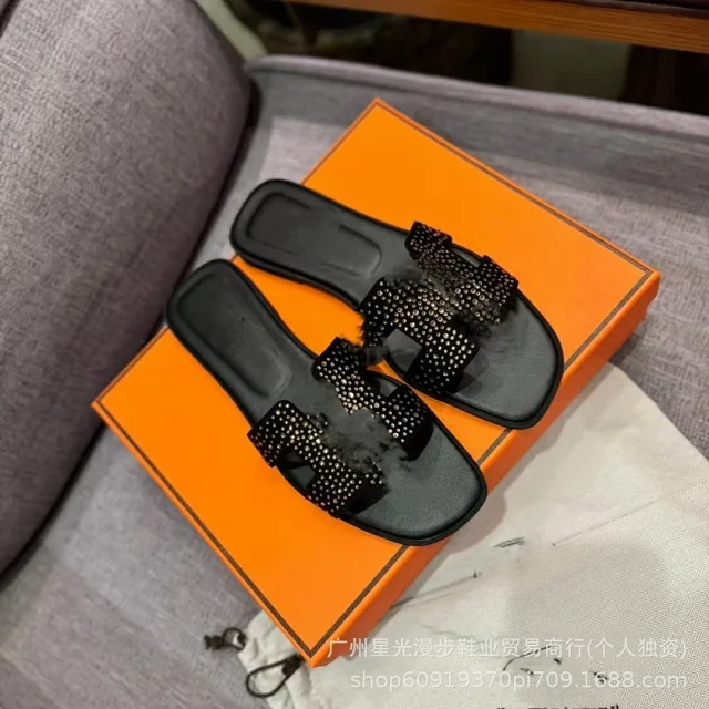 Unbranded Slippers Rhinestone H-Strap Slides product detail image 15