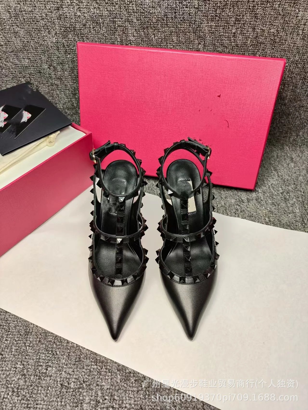 Valentino Rockstud Strappy Pointed-Toe Stilettos Light Pink - 15