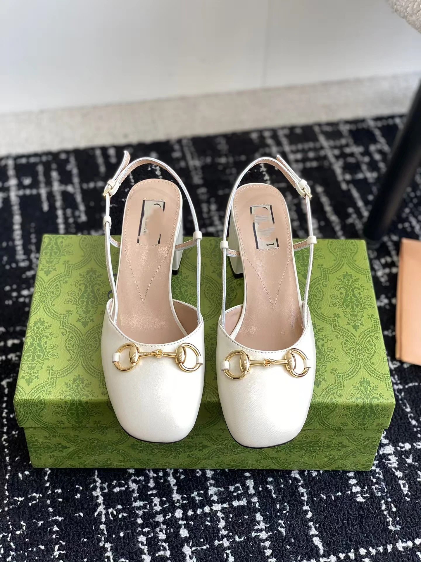 Gucci Marmont Horsebit Slingback Heels Gray Multicolor - 14