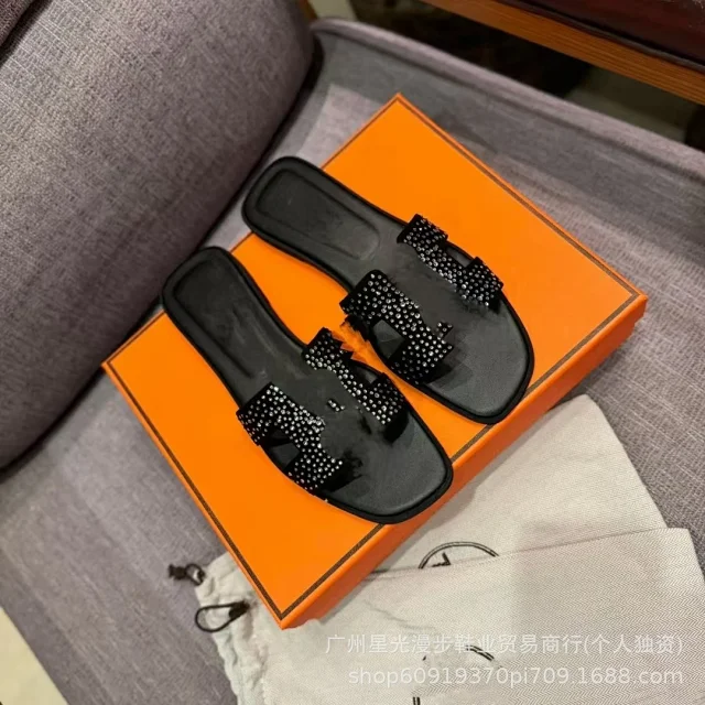 Unbranded Slippers Rhinestone H-Strap Slides product detail image 17