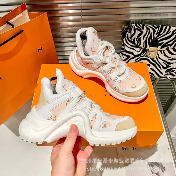 Louis Vuitton Archlight Sneakers White Beige Butterfly Print Chunky Sneakers - 1
