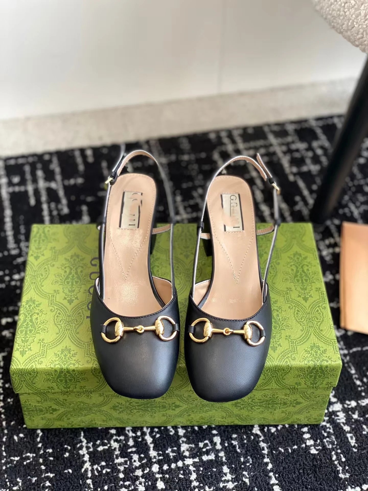 Gucci Marmont Horsebit Slingback Heels Gray Multicolor - 15