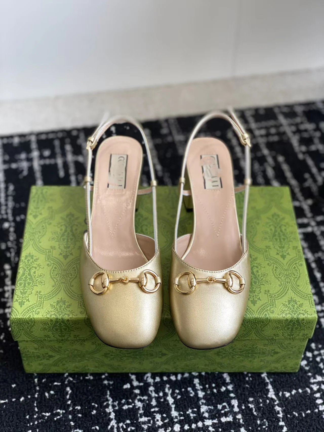 Gucci Marmont Horsebit Slingback Heels Gray Multicolor - 13