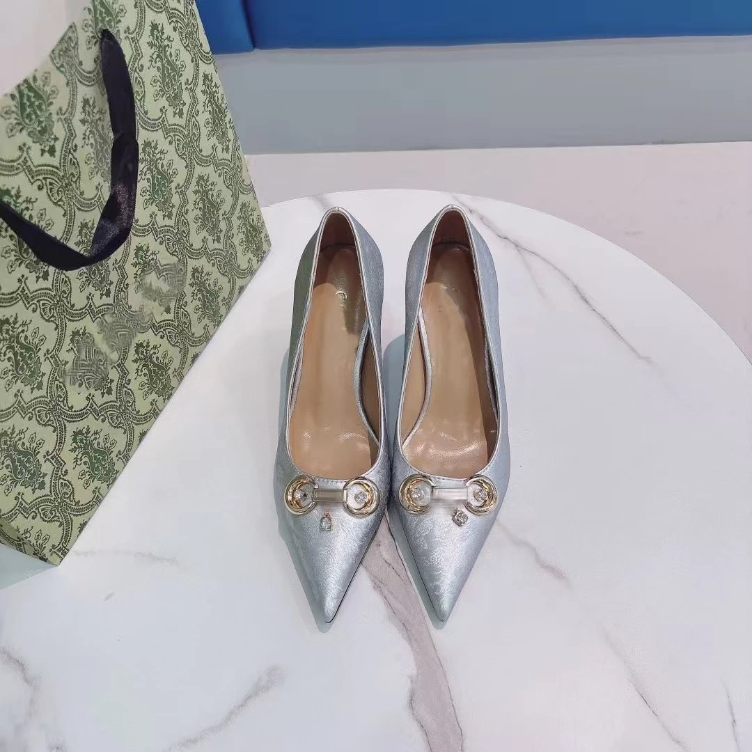 Gucci Marmont Horsebit Slingback Heels Gray Multicolor - 33