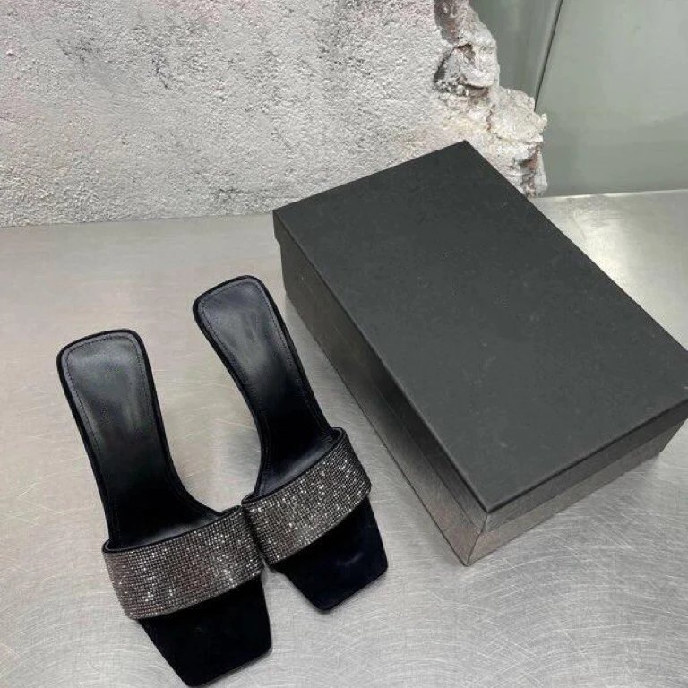 Unbranded High Heels Square-Toe Rhinestone Strap Stiletto Mules image 4