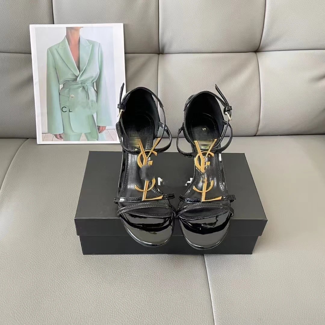 Saint Laurent Tribute Mule Black Patent Leather Heels - 4