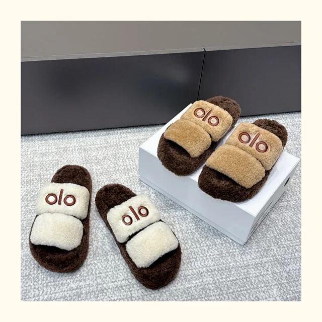 Unbranded Slippers Faux Fur Double-Strap Slides product detail image 2