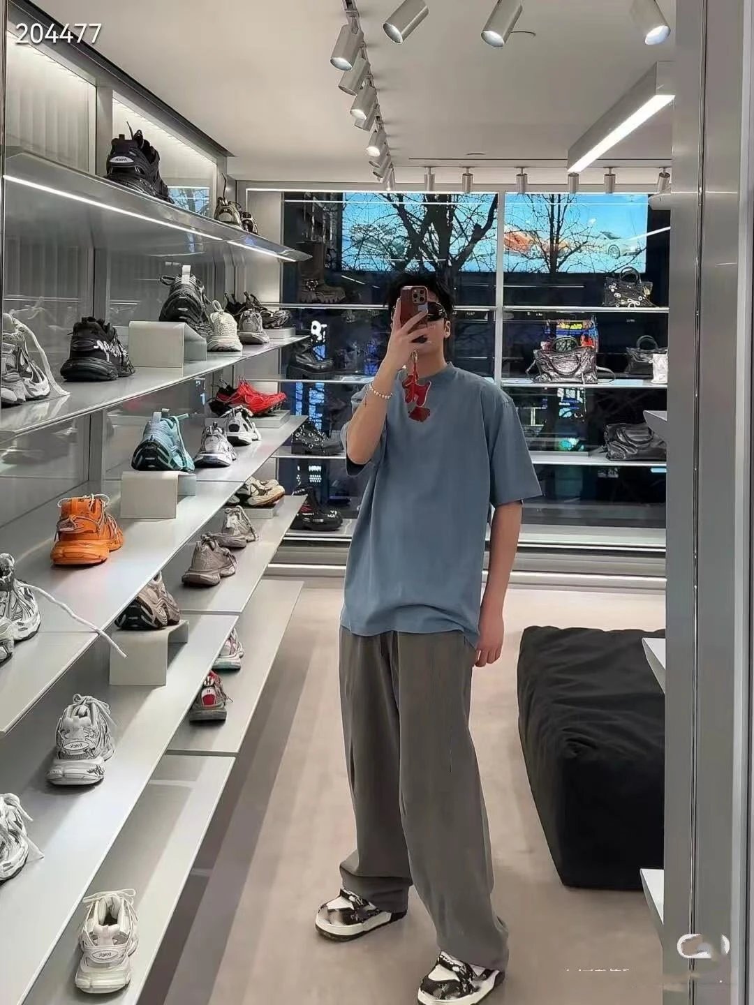 Balenciaga Logo Patch T-Shirt Light Blue - 4