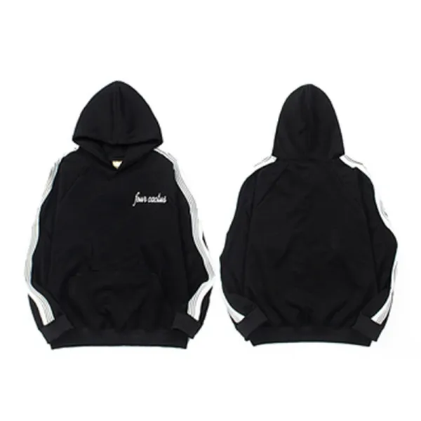 Four Cacti Stripe Sleeve Hoodie Black - 1