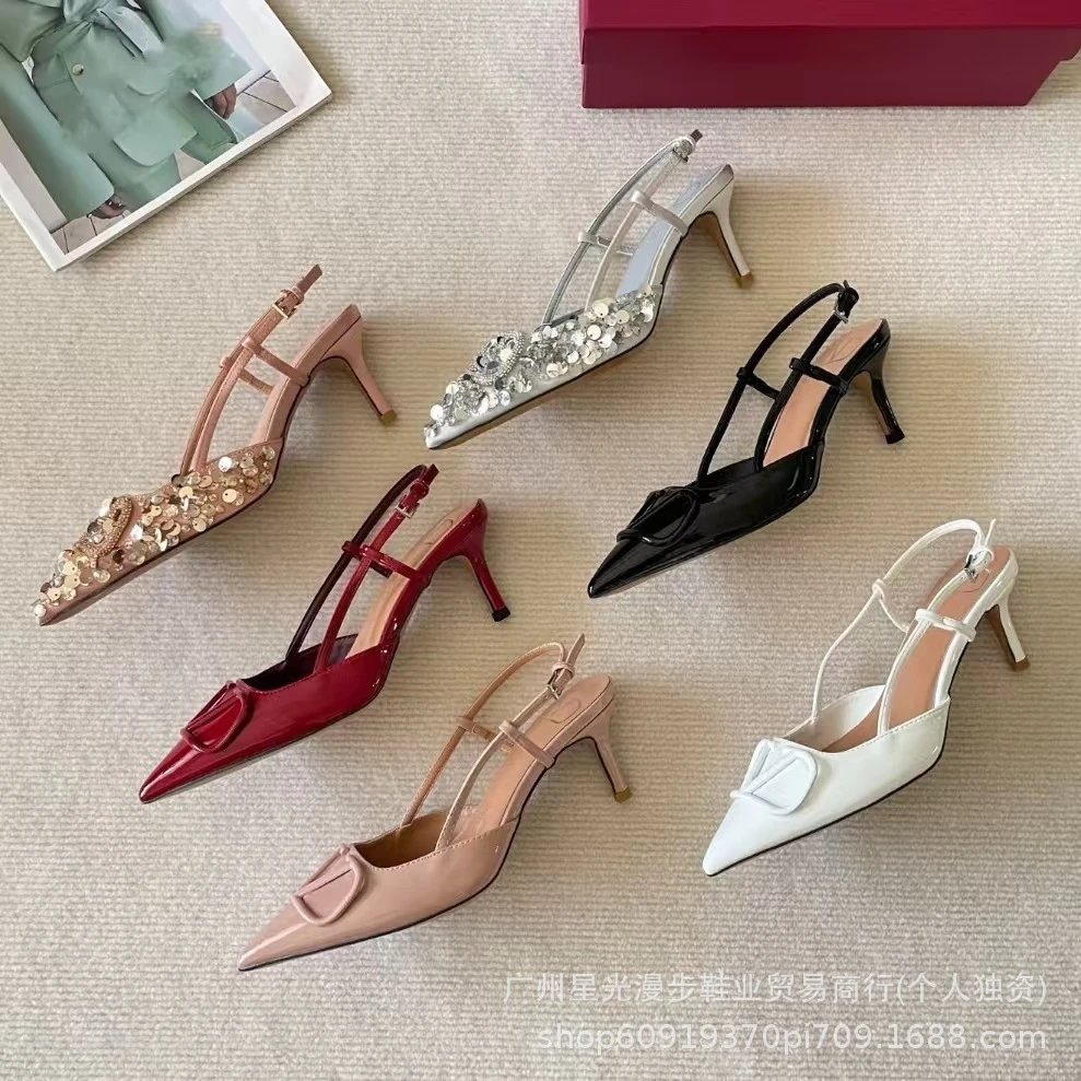Valentino Garavani VLogo Slingback Pumps Nude Patent Leather Heels - 4