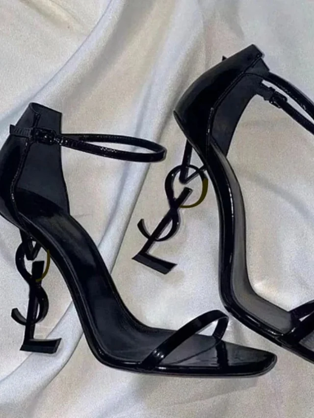 Saint Laurent High Heels Patent Leather Ankle-Strap Logo-Heel Sandals product detail image 2