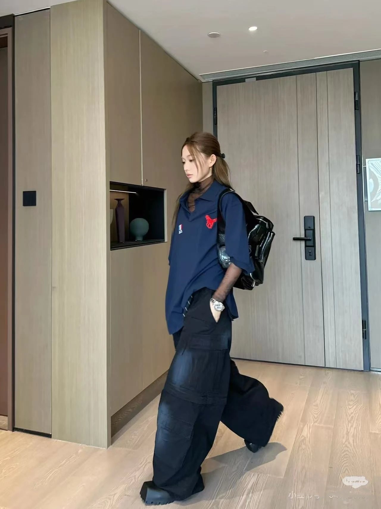Balenciaga Paris Polo Navy Blue - 6