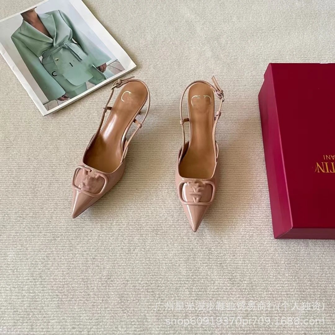 Valentino Garavani VLogo Slingback Pumps Nude Patent Leather Heels - 21