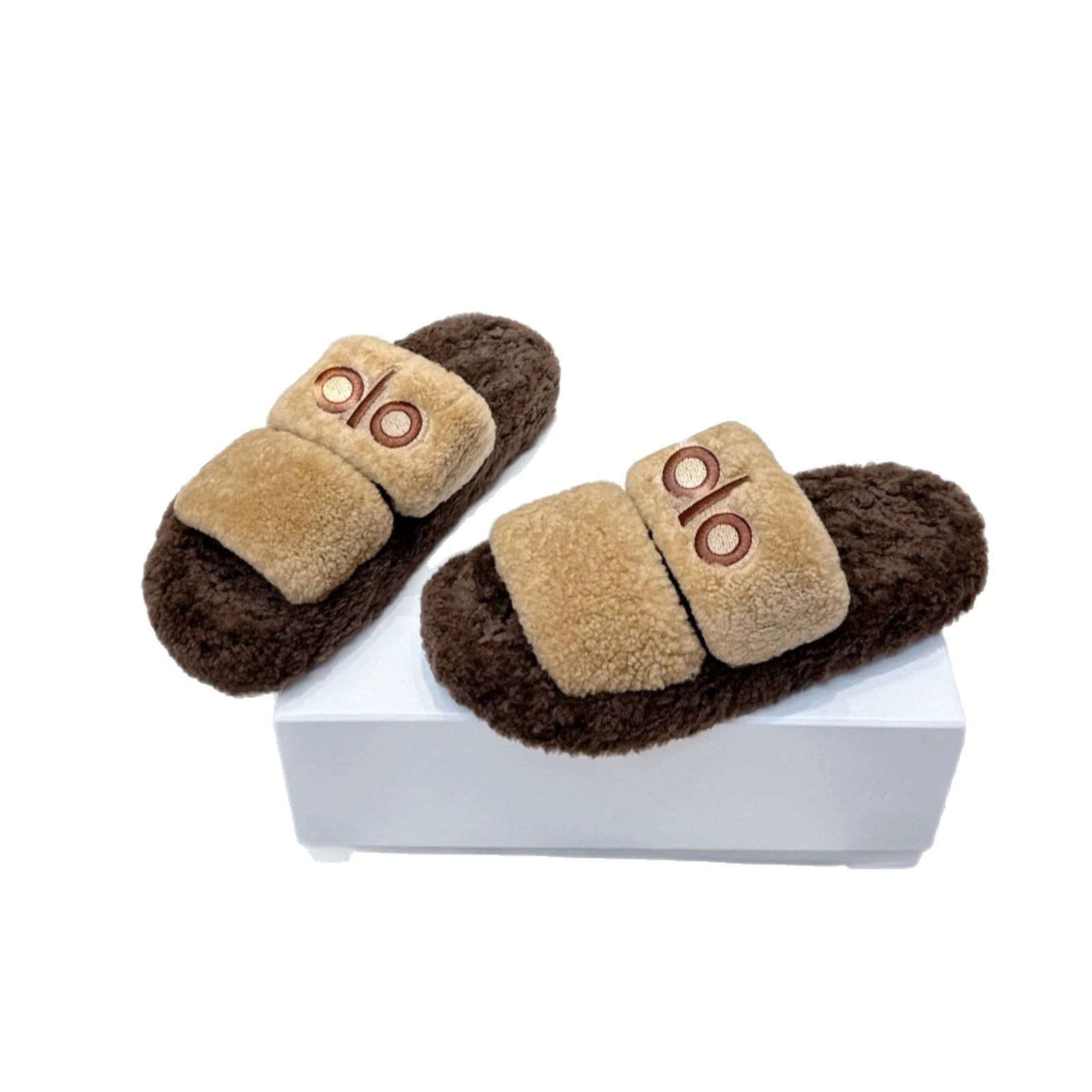 Unbranded Slippers Faux Fur Double-Strap Slides image 5