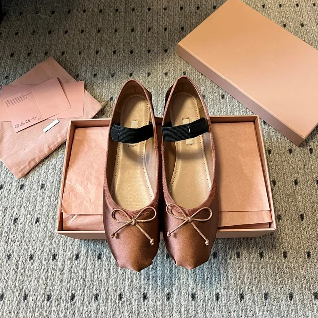 Unbranded Casual Shoes Satin Mary Jane Ballet Flats with Bow and Split Toe product detail image 6