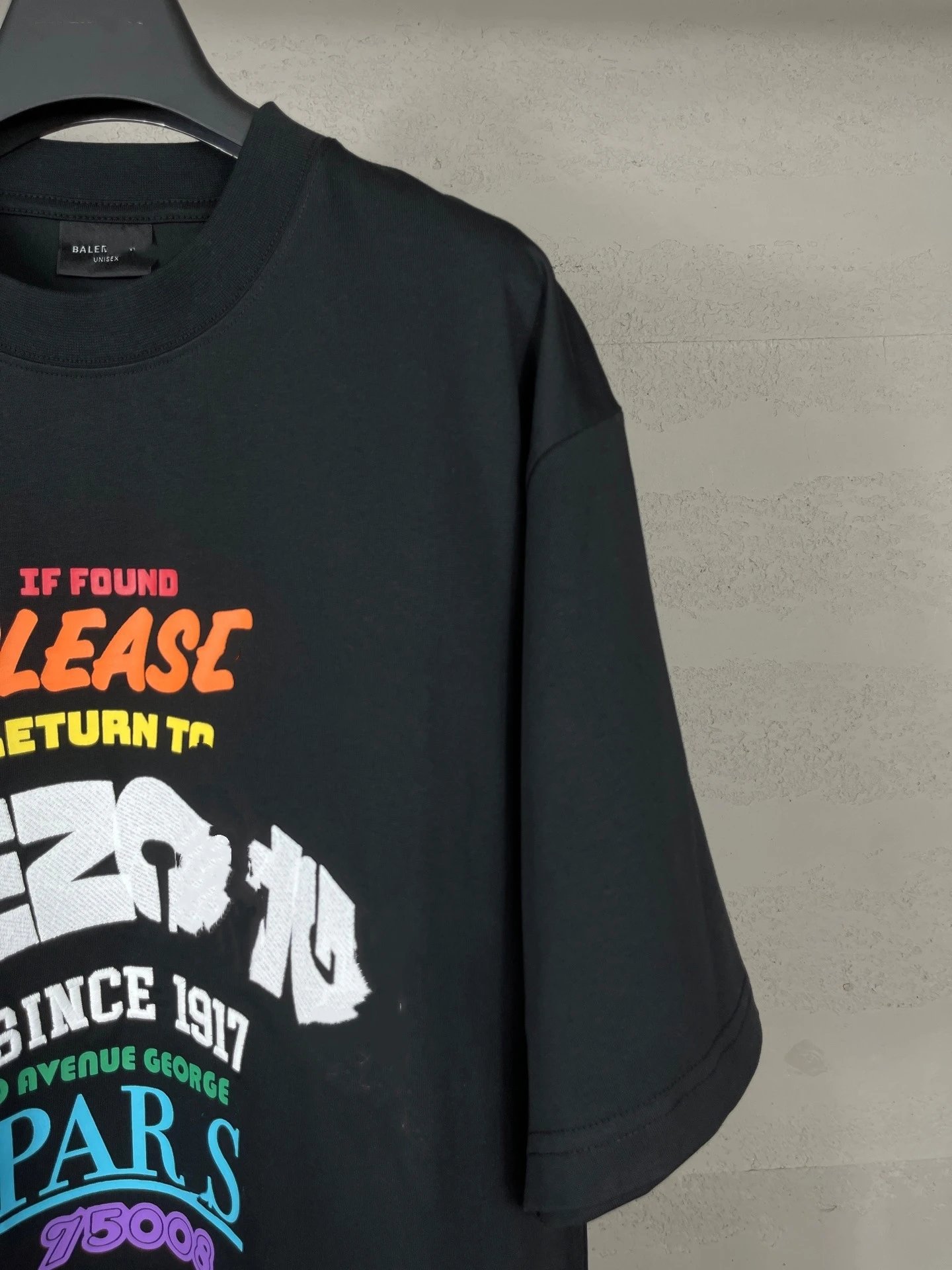 BALENCIAGA 'If Found' Graphic Print Black T-Shirt - 11