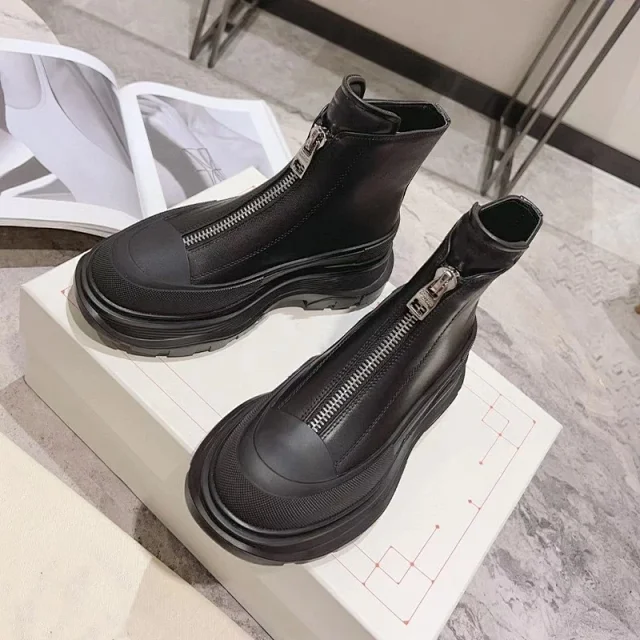Unbranded Boots Front-Zip Chunky Platform Ankle product detail image 2