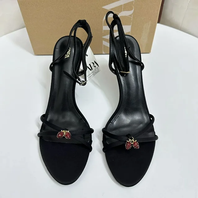 Zara High Heels Slingback stiletto sandals with cherry charm product detail image 1