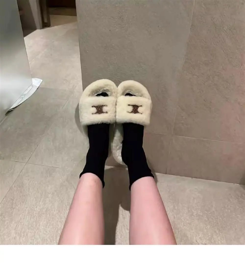 UGG Fluff Slide Beige Faux Fur Slippers - 14