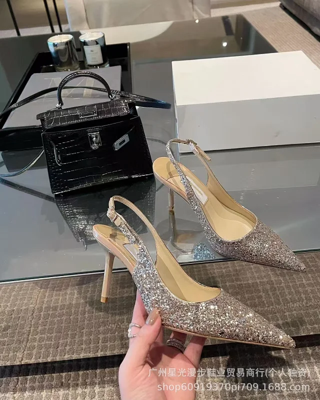 Jimmy Choo High Heels Bing crystal-strap pointed-toe mules product detail image 17
