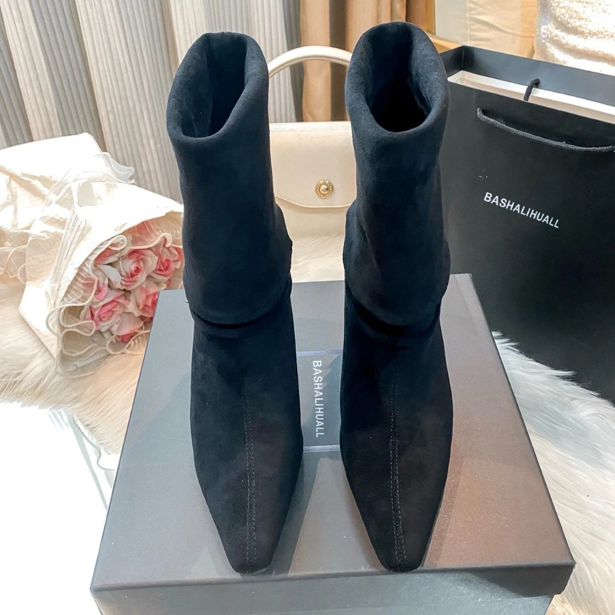 BASHALIHUALL Boots Pointed-Toe Fold-Over Stiletto with Buckle Strap image 3