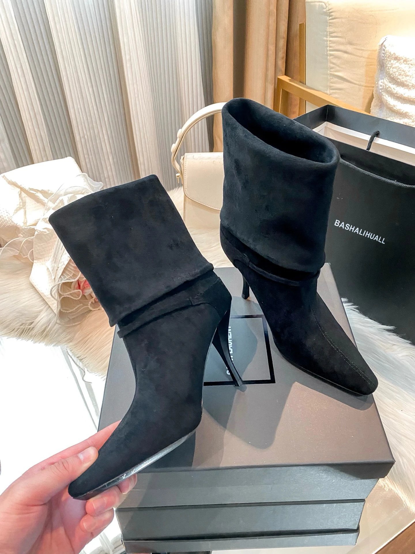 Saint Tears Slouchy Ankle Boots Black Suede Boots - 3