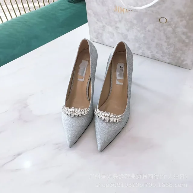 Jimmy Choo High Heels Bing crystal-strap pointed-toe mules product detail image 25