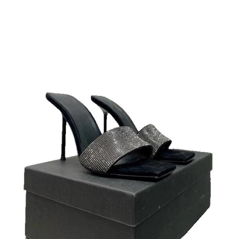 Unbranded High Heels Square-Toe Rhinestone Strap Stiletto Mules image 5