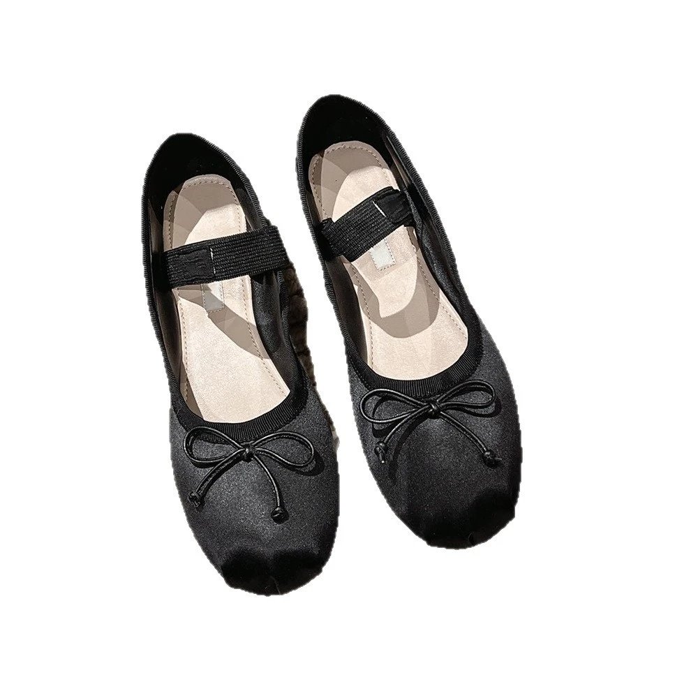 Unbranded Casual Shoes Satin Mary Jane Ballet Flats with Bow and Split Toe image 5