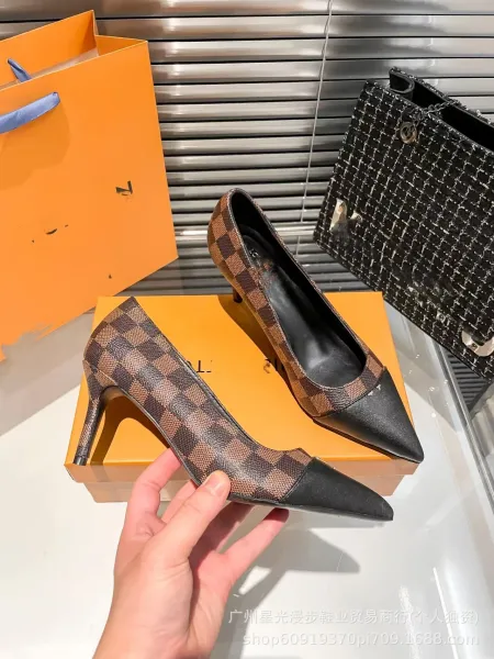 Louis Vuitton Damier Ebene Pointed-Toe Stilettos Black/Brown Heels - 1