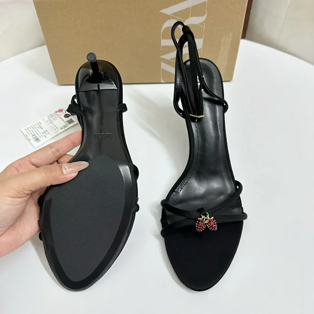 Zara High Heels Slingback stiletto sandals with cherry charm product detail image 2
