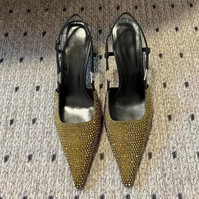 Unbranded High Heels Rhinestone Pointed-Toe Slingback Pumps product detail image 4