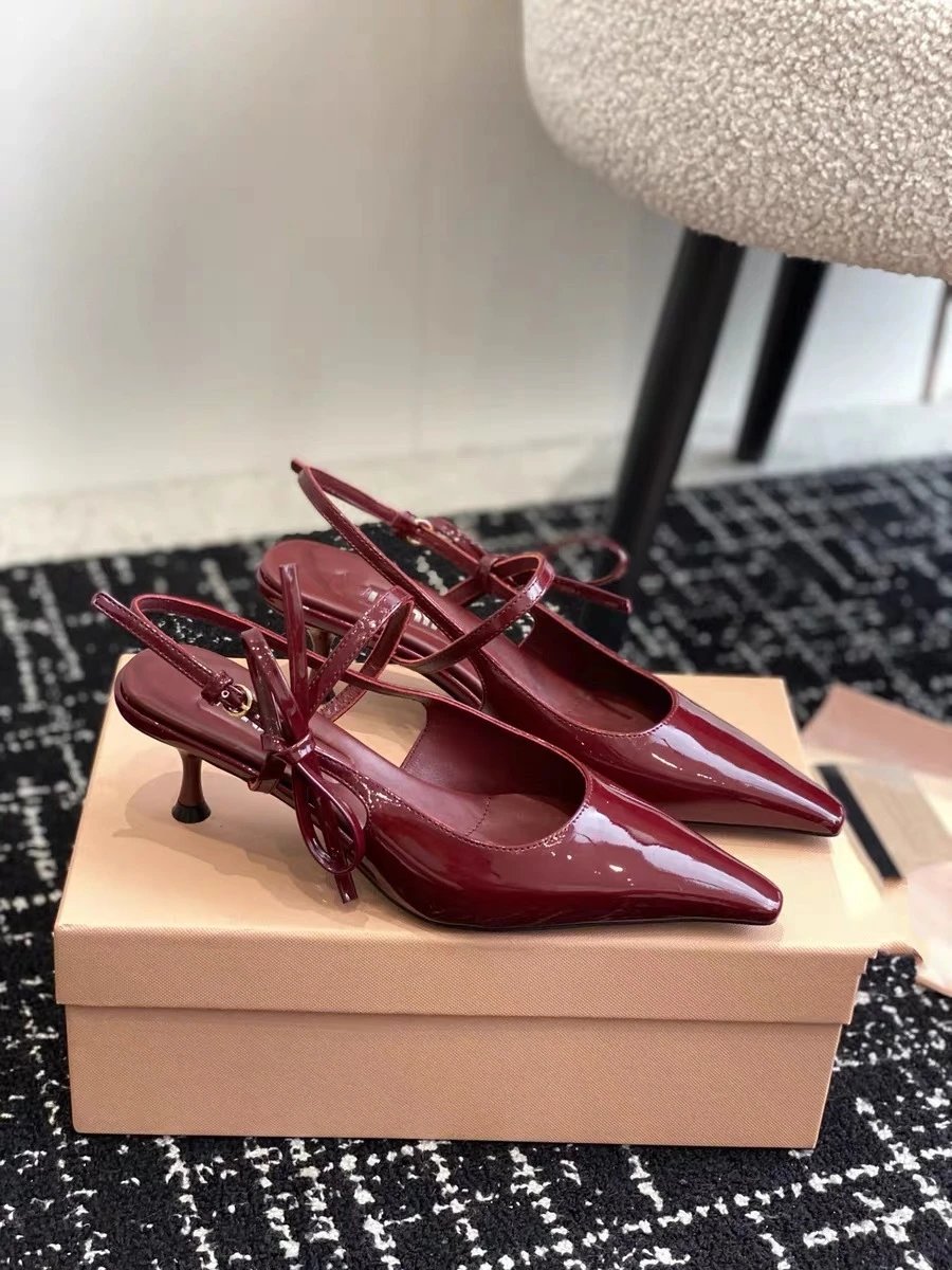 Saint Tears Pointed-Toe Slingback Heels Black - 7