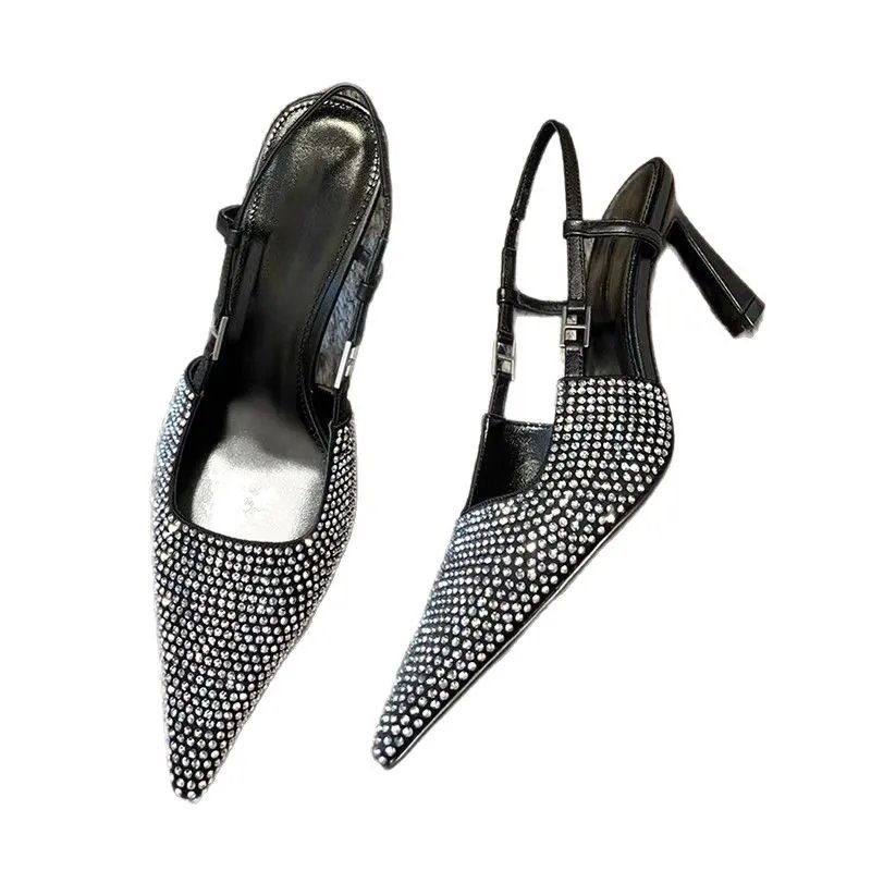 Unbranded High Heels Rhinestone Pointed-Toe Slingback Pumps image 5
