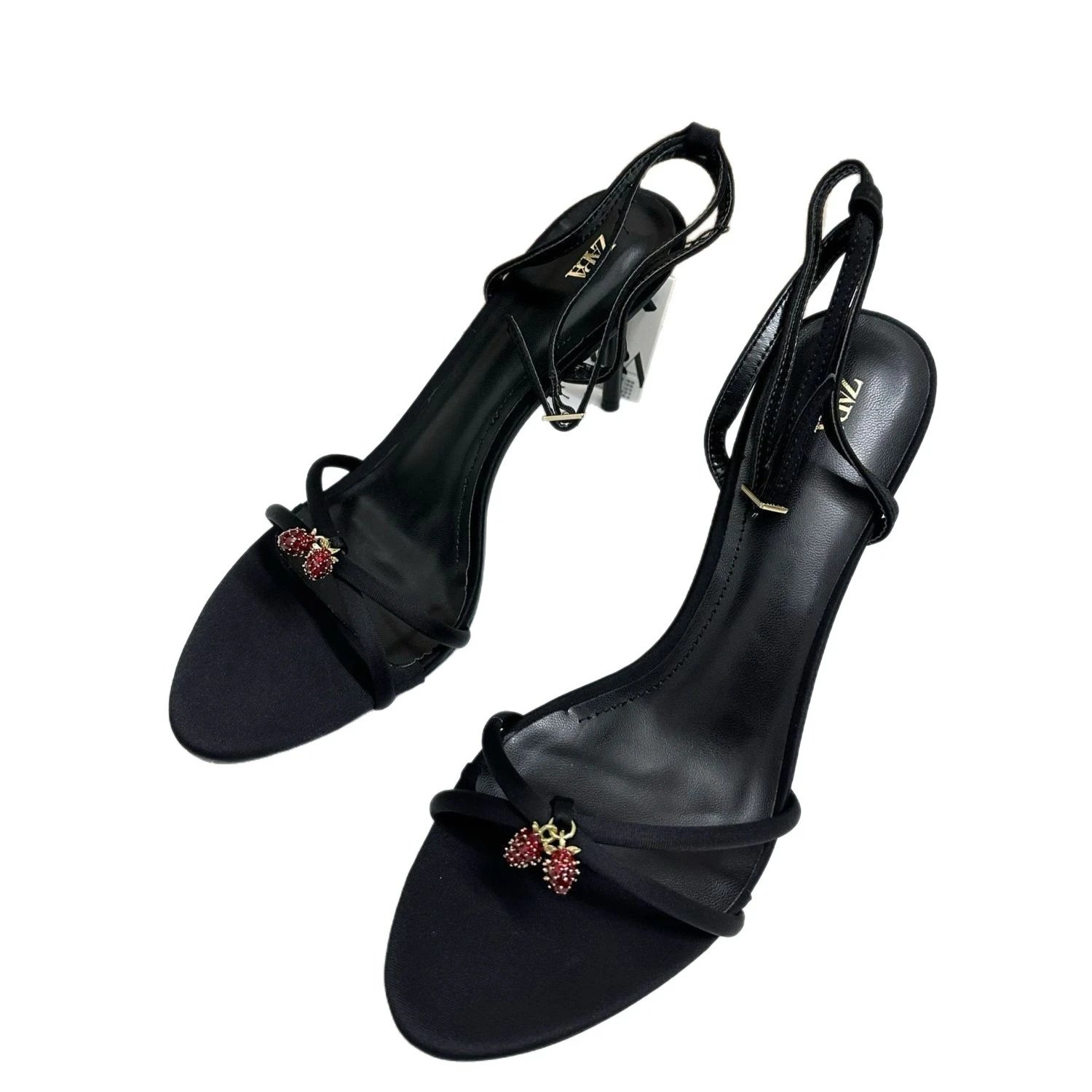 Zara High Heels Slingback stiletto sandals with cherry charm image 5