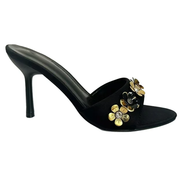 Unbranded High Heels Floral-appliqué open-toe mule stilettos product detail image 2