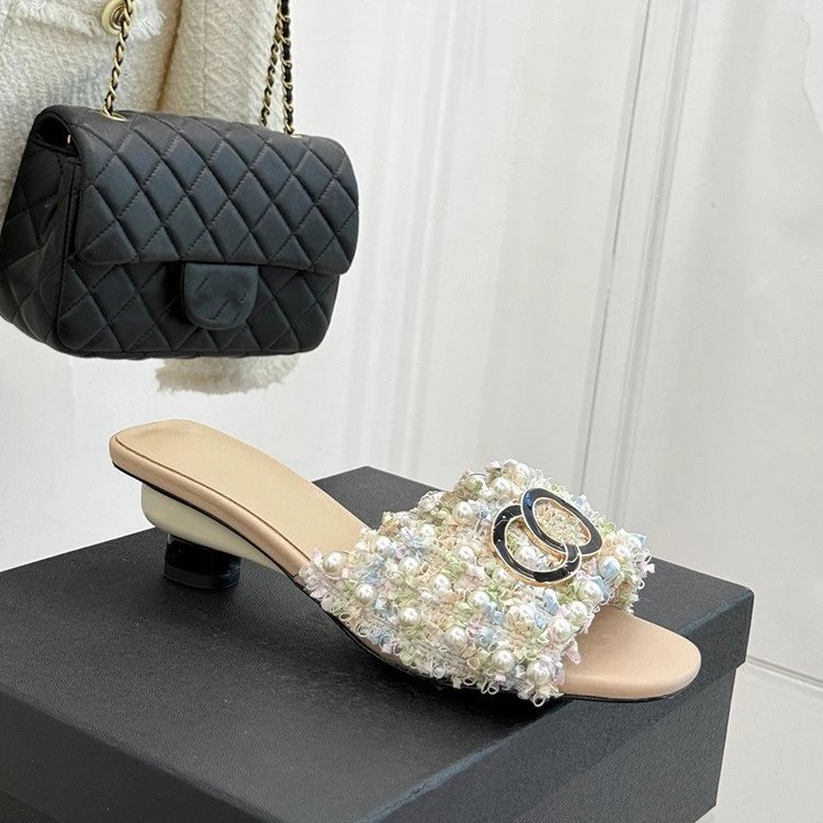 Chanel Sandals Pearl-Embellished Open-Toe Block-Heel Mules image 3