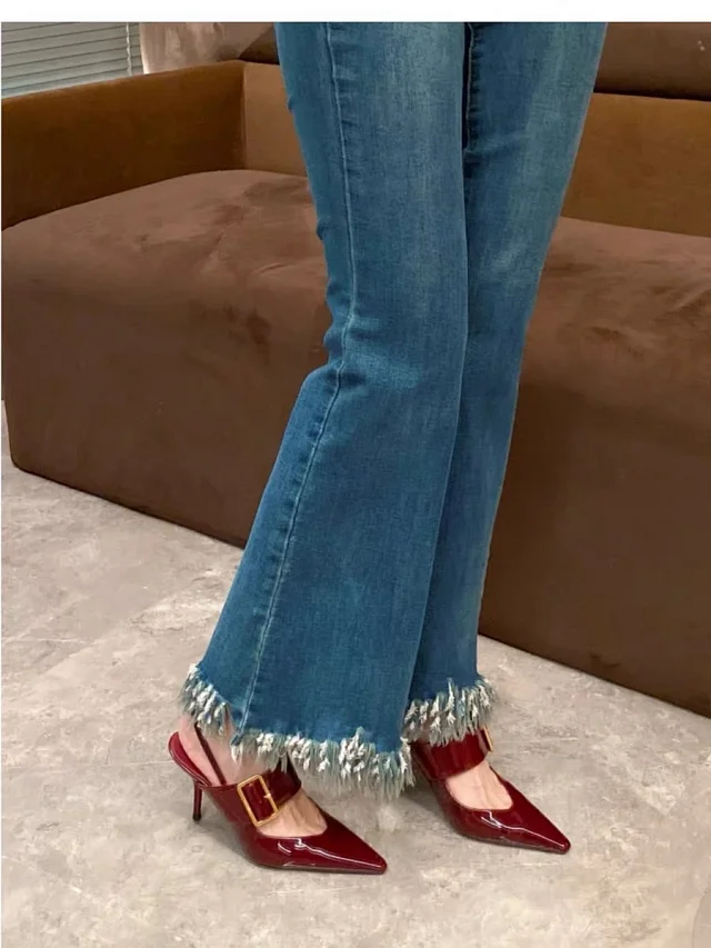 Unbranded High Heels Patent Pointed-Toe Slingback Buckle product detail image 4
