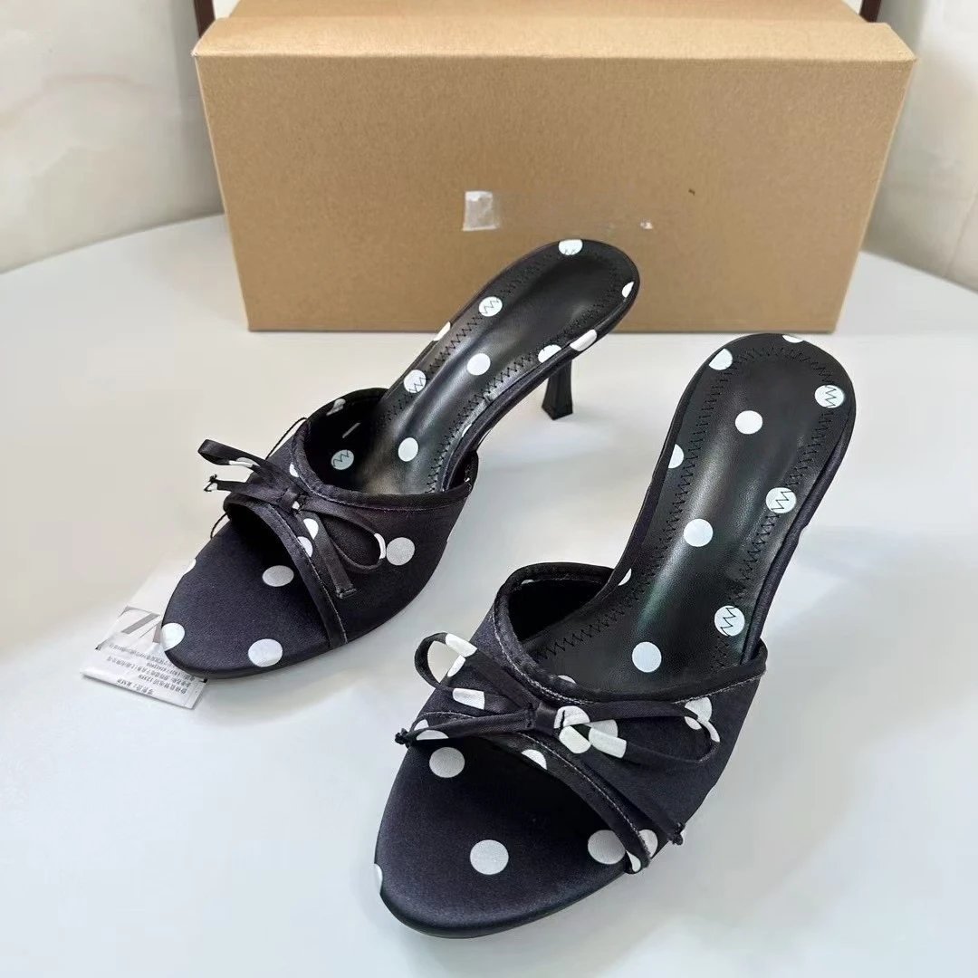 Maison Margiela Tabi Mule Polka Dot Black Heels