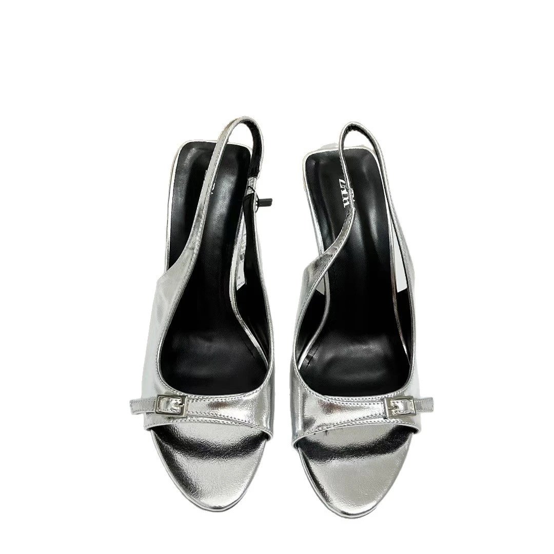 ZARA High Heels Patent slingback open-toe buckle stiletto image 5