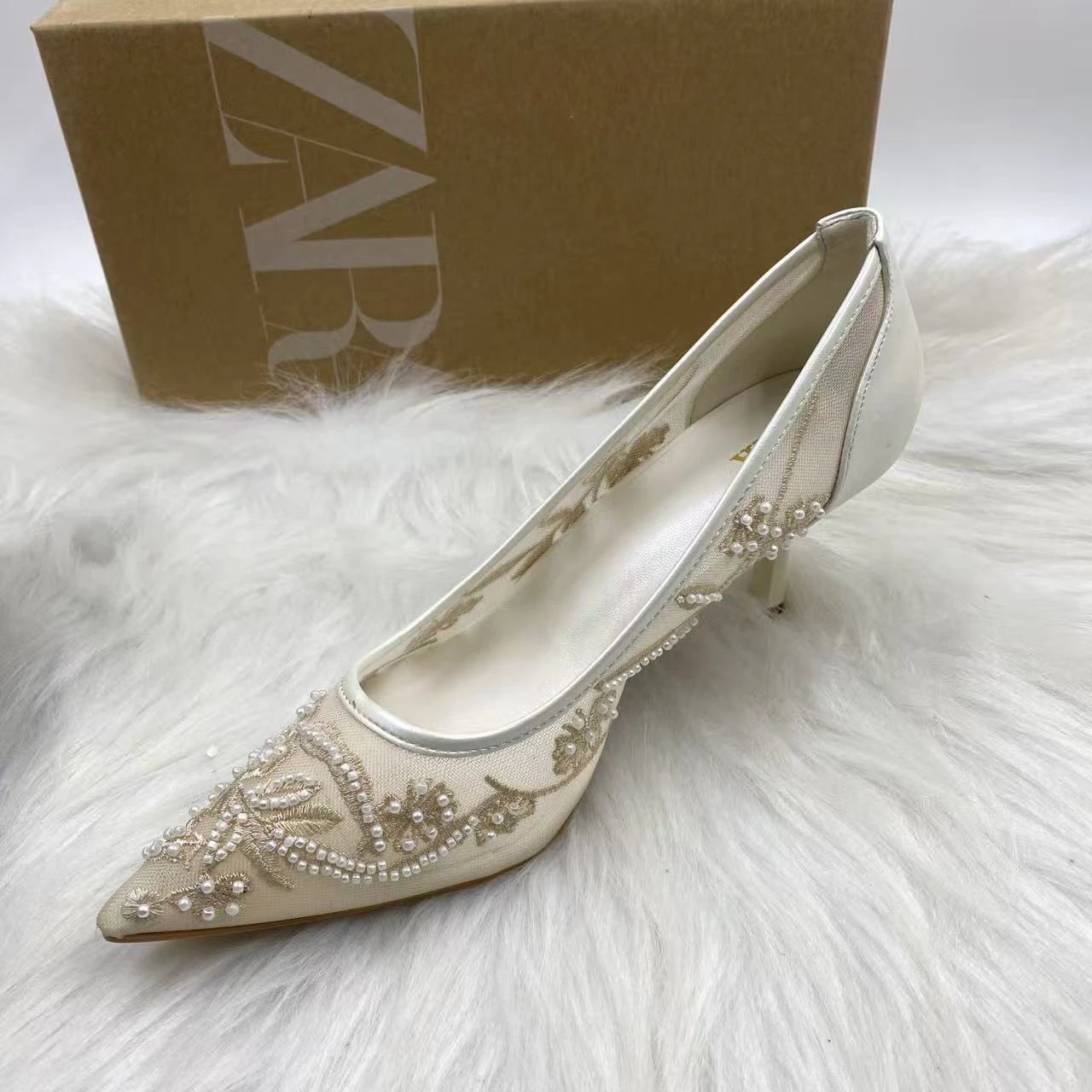 Zara Embellished Pointed-Toe Pumps in Silver, Gold, Ivory, Beige, Black, and Burgundy - 3