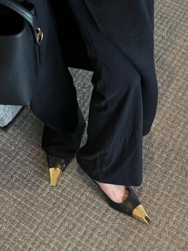 Unbranded High Heels Stiletto Pumps with Gold Metal Toe Caps product detail image 6