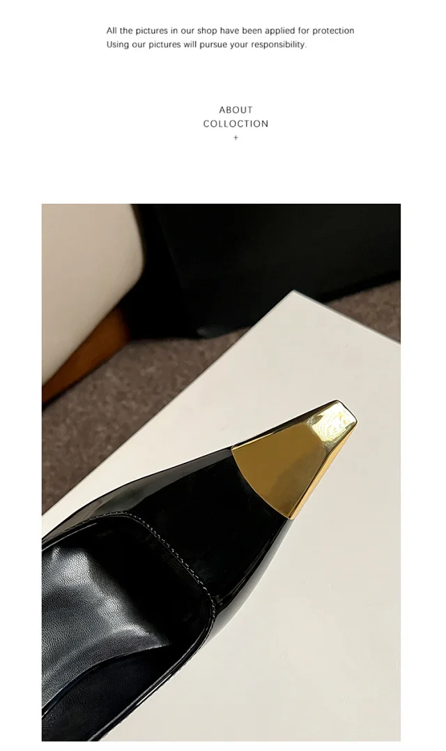 Unbranded High Heels Stiletto Pumps with Gold Metal Toe Caps product detail image 14