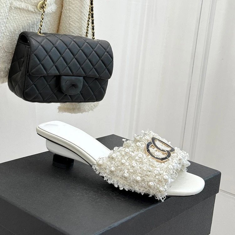 Chanel Sandals Pearl-Embellished Open-Toe Block-Heel Mules image 4